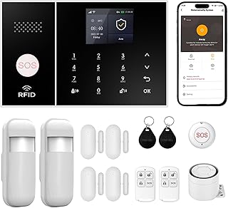 XUK Système d’Alarme sans Fil 4G/GSM/WiFi pour Maison/Appartement,Alarme Sécurité Intelligente avec Capteurs Porte/Fenêtre, Détecteur Mouvement PIR, Compatible Alexa/Google Home, Installation Facile