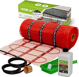 Tapis chauffant électrique au sol de 12 m² - Grand : 50 cm de large - Fonctionnement : 230 V - Avec 2 tuyaux ondulés - Tapis chauffant au sol - Réglage électrique via thermostat en option