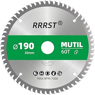Multi Matériau Lame de Scie Circulaire 190 x 30 mm, 60 dents - pour Aluminium, Cuivre, Métaux non ferreux, Bois, Stratifié, Cloison, Contreplaqué, Plastique