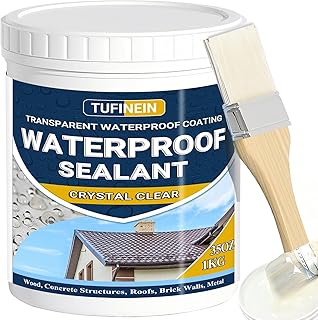 Liquide Étanchéité Transparent 1KG, TUFINEIN Agent de Revetement Impermeable Transparent Intérieure et Extérieure Membrane d