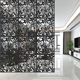 Lot de 12 séparateurs de pièce à suspendre - Noir - 40 x 40 cm - Pour décoration intérieure, salon, salle à manger, chambre à coucher