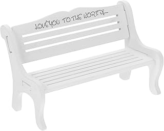 Mipcase Banc Miniature Bois Blanc pour Décoration de Jardin et Maison de Poupée Support Ornement DIY Design Simple et Proportion Réaliste pour Exposer Figurines et Modèles