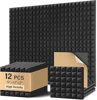 Mousse Acoustique Autocollante, 12 Pièces 30x30x5cm, Mousse Isolante Acoustique,Panneau Mousse Acoustique Ignifuges pour Studios D