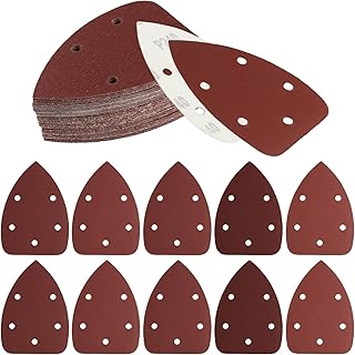 60 Pièces Triangles de Ponçage, Papier de Verre Papier Poncage Mouse, 5 Trous Feuilles Abrasives, Papier a Poncer pour Ponceuses Multiples Ponceuse Triangulaire, Grain P40/80/120/180/240/320