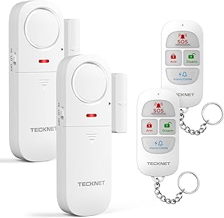 TECKNET Alarme Maison sans Fil, Alarme Porte avec Télécommande, Window and Door Alarm Sensor avec 4 Modes D