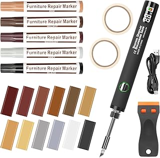 Herenear Kit Reparation Parquet, Réparation pour Stratifié Sol en Bois Vinyle Meubles en Bois Kit de Réparation 12 Bâton Cire Parquet, Cire Dure Réparation des Rayures pour les Fissures Trous