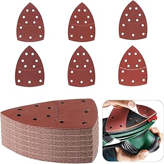 60 Pièces Triangles de Ponçage, Papier de Verre Papier Poncage Mouse, 11 Trous Feuilles Abrasives a Poncer pour Ponceuses Multiples Ponceuse Triangulaire, Grain P40/60/80/120/180/240