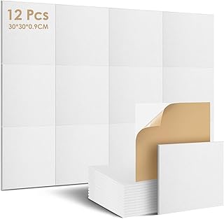 Panneaux Acoustiques Auto-Adhésif, 12Pack Auto-Adhésif Mousse Acoustique, Absorbeur De Bruit Haute Densité Insonorisante, Panneaux Isolants Acoustiques Décoratifs Muraux pour Studio Chambre