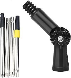 Outil de nettoyage de fenêtre télescopique à longueur réglable avec tête pivotante - Poignée ABS robuste - Sans danger pour les balcons - Entretien des gouttières de toit - Drainage renforcé