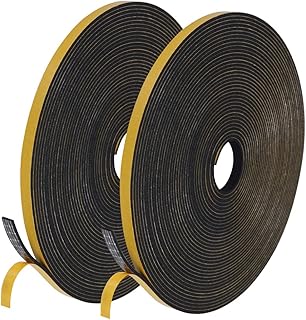 Flintronic Joint Fenetre Isolation Anti Froid, Joint Isolation pour Porte Fenêtre autocollante pour portes, Joint Fenêtre Isolation du bruit, Joint de fenêtre Joint en Mousse(6mm x 1.5mm x 20M, Noir)