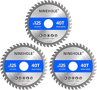 3pcs Lame de scie circulaire 125 x 22,23 mm (anneau 20 mm), 40 dents Coupes propres, Disque à Tronçonner pour Bois, Sèche, Stratifié, Cloison, Contreplaqué, Plastique