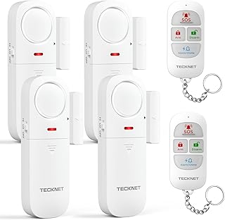 TECKNET Alarme Maison sans Fil, Alarme Porte avec Télécommande, Window and Door Alarm Sensor avec 4 Modes D