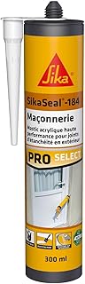 SIKA - Mastic acrylique haute performance - SikaSeal-184 Maçonnerie blanc - Réparation de fissures - Joints d’étanchéité - Extérieur et intérieur - 300 ml